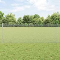VidaXL Hek met paal zilver 0,8 x 10 m staal - thumbnail
