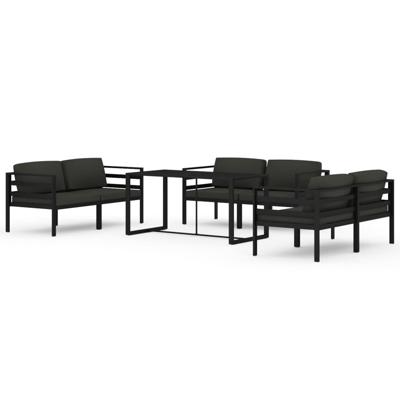 7-delige Loungeset met kussens aluminium antracietkleurig - thumbnail
