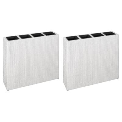 vidaXL Plantenbak verhoogd met 4 potten 2 st poly rattan wit
