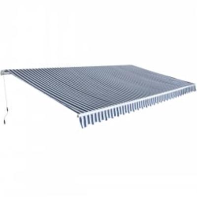 Luifel handmatig uittrekbaar 600 cm blauw/wit