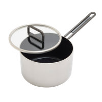 GreenPan™ Stanley Tucci™ Stainless Steel Ceramic Nonstick 4QT/20cm Saucepan with Lid - thumbnail