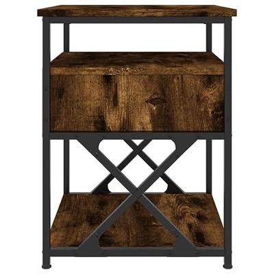 Nachtkastje 40x42x55 cm bewerkt hout gerookt eikenkleurig