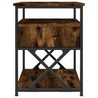 Nachtkastje 40x42x55 cm bewerkt hout gerookt eikenkleurig - thumbnail