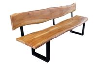 Massief houten bank MAMMUT 200cm natuurlijke acaciaboom rand met rugleuning zwart metalen frame - 46154 - thumbnail