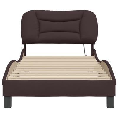 Bedframe met LED zonder matras "Hvar" 100x200 cm stof donkerbruin