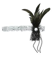 Hoofdband 20&apos;s pailletten zilver - thumbnail