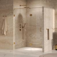 Brauer Void - Nisdeur - 2-Delig - Helder Glas - 160 x 200 cm - Omkeerbaar - met Draaideur 70 cm - Aan Glas - incl. Glascoating - PVD Goud - thumbnail