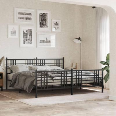 Bedframe met hoofd- en voeteneinde metaal zwart 183x213 cm