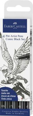 Faber Castell Tekenstift Pitt Artist Pen Comic - 4-delige etui zwart