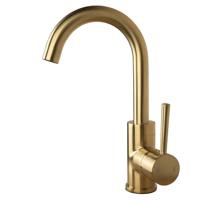 Wastafelmengkraan Boss & Wessing Colorato Ensy Draaibare Gebogen Uitloop Geborsteld Goud Aqua Splash - thumbnail