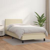 Boxspring met matras kunstleer crèmekleurig 100x200 cm - thumbnail