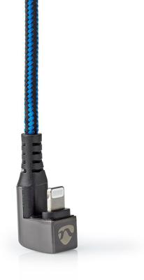 Nedis USB-kabel - Apple Lightning 8-Pin - USB Type-C ™ stekker - Vernikkeld - 1,00 m - rond - gevlochten/nylon - Zwart/Blauw - Verpakking met kijkvenster