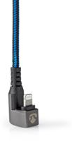 Nedis USB-kabel - Apple Lightning 8-Pin - USB Type-C ™ stekker - Vernikkeld - 1,00 m - rond - gevlochten/nylon - Zwart/Blauw - Verpakking met kijkvenster - thumbnail