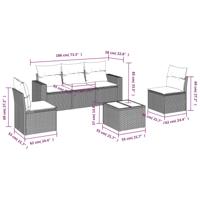 6-delige Loungeset met kussens poly rattan bruin - thumbnail