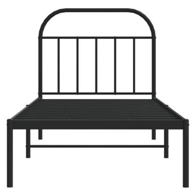 Bedframe met hoofdbord metaal zwart 80x200 cm