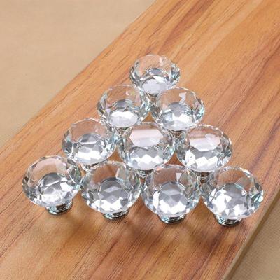 10 stuks 30mm K9 Clear kristal glas chroom-plated One-hole lade handvat (transparant)