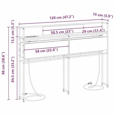 Opberghoofdbord met hoofdeinde met opslag Zwart eiken 120 cm Bewerkt hout Opberghoofdbord met hoofdeinde met opslag Zwart eiken 120 cm Bewerkt hout