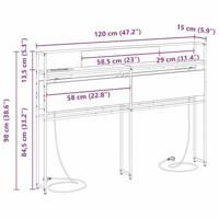 Opberghoofdbord met hoofdeinde met opslag Zwart eiken 120 cm Bewerkt hout - thumbnail