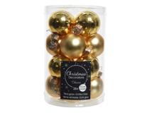 Decoris kerstballen set glas 16st licht goud 3,5cm - thumbnail