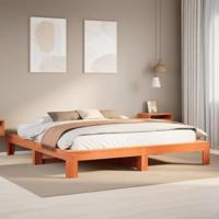 Bedframe zonder matras massief grenenhout wasbruin 200x200 cm - thumbnail