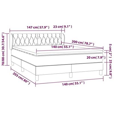 Boxspring met matras stof blauw 140x200 cm