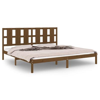 Bedframe massief grenenhout honingbruin 200x200 cm
