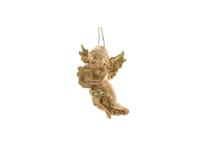 Kersthanger engel met harp 10 cm - thumbnail