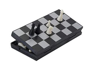 Longfield games Schaakset reisspel 16x16 cm inklapbaar zwart