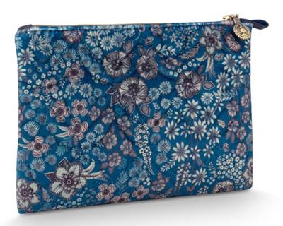 Pip Studio Pip Studio Charly Cosmetic Flat Pouch Medium Quilted Daisy Dreams Blue 24x1x15.5cm