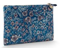Pip Studio Pip Studio Charly Cosmetic Flat Pouch Medium Quilted Daisy Dreams Blue 24x1x15.5cm - thumbnail