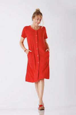 Rode badstof Hajo dames badjas korte mouwen Rode badstof Hajo dames badjas korte mouwen