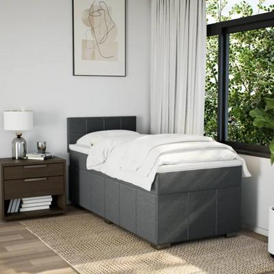 Boxspring met matras stof donkergrijs 120x200 cm - thumbnail