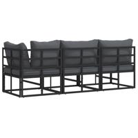 Buitenmeubelsets met kussen met kussen 3 pcs Zwart en Anthraciet - thumbnail