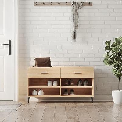 VidaXL Schoenenbank 102x35x55 cm bewerkt hout sonoma eikenkleurig VidaXL Schoenenbank 102x35x55 cm bewerkt hout sonoma eikenkleurig