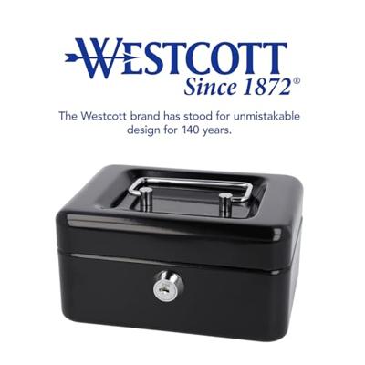 Westcott ac-e51000-zw geldkist 152x120x79mm zwart, kunststof inzet met 6 vakken