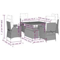 5-delige Tuinset met kussens poly rattan beige - thumbnail