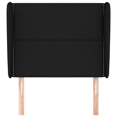 Hoofdbord met randen 83x23x118/128 cm stof zwart