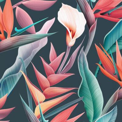 Descanso Dekbedovertrek "bloemen en bladeren" - Multi - (240x200/220 cm) - Biologisch Katoen satijn