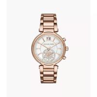 Michael Kors Dames Sawyer Rosegouden chronograaf gekristalliseerd horloge MK6282 - thumbnail