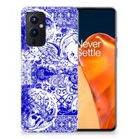 Silicone Back Case OnePlus 9 Angel Skull Blauw - thumbnail