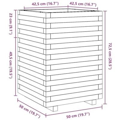 VidaXL Plantenbak 50x50x72,5 cm massief grenenhout wasbruin