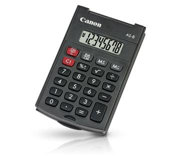 Canon AS-8 Zakrekenmachine Donkergrijs Aantal displayposities: 8 werkt op batterijen (b x h x d) 60 x 11.4 x 97 mm Canon AS-8 Zakrekenmachine Donkergrijs Aantal displayposities: 8 werkt op batterijen (b x h x d) 60 x 11.4 x 97 mm