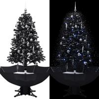 Kerstboom sneeuwend met paraplubasis 170 cm PVC zwart - thumbnail