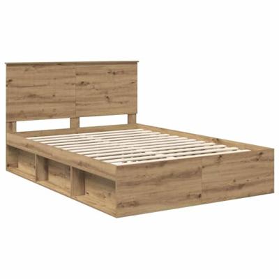 Bedframe Ambachtelijk eiken 135 x 190 cm Massief grenenhout