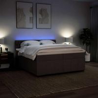 Boxspring met matras stof donkerbruin 200x200 cm - thumbnail