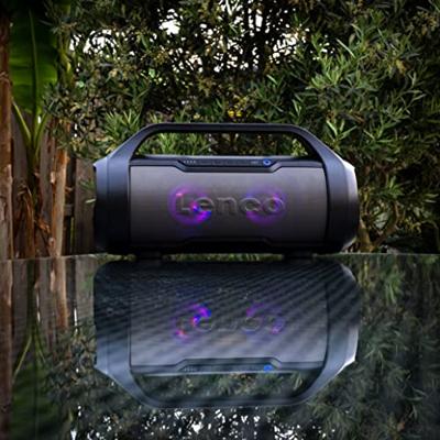 Lenco SPR-070 Boombox - IPX5 waterdichte Bluetooth Boombox - geïntegreerde 3000mAh batterij - 2 x 12 Watt RMS - FM-radio-ontvanger - lichteffecten - snoerloze muziekstreaming - zwart