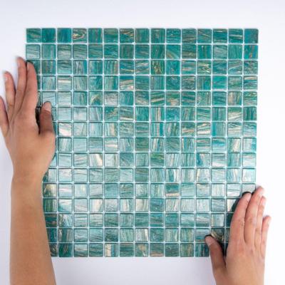 Mozaïek Amsterdam Goud 32.2x32.2 cm Glas Met Goud Ader En Turquoise The Mosaic Factory Mozaïek Amsterdam Goud 32.2x32.2 cm Glas Met Goud Ader En Turquoise The Mosaic Factory