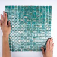 Mozaïek Amsterdam Goud 32.2x32.2 cm Glas Met Goud Ader En Turquoise The Mosaic Factory - thumbnail