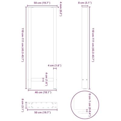 Bartafelpoten 2 st 50x(110-111) cm staal wit