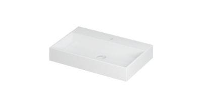 INK United Wastafel Porselein met 1 Kraangat incl. Porseleinen Click Plug en Verborgen Overloop Systeem - 700x450x110 mm - Mat Wit